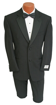 New Men's Black Devin Michaels Tuxedo with Pants Wedding Prom Mason 46XL 40W