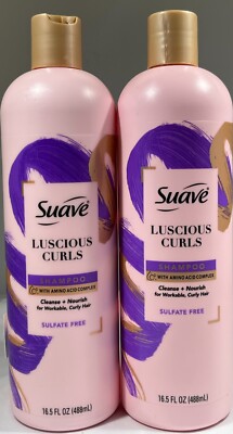 (2 PACK) Suave Luscious Curls Shampoo, 16.5 oz - Sulfate Free- Cleanse & Nourish