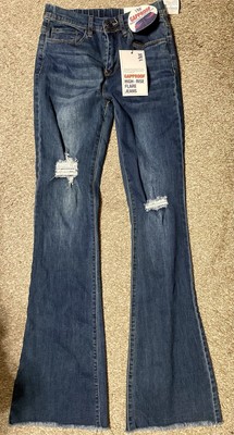 YMI Gap Proof High Rise Flare Jeans Distressed Size Medium Pull On