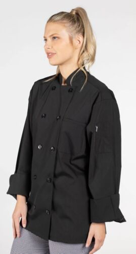 Uncommon Threads #0413 Button Double Breasted LS Chef Coat in "Black" Size M