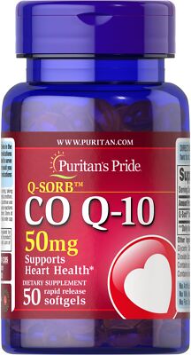 Puritans Pride Q-SORB™ Co Q-10 50 мг-50 мягких капсул быстрого высвобождения