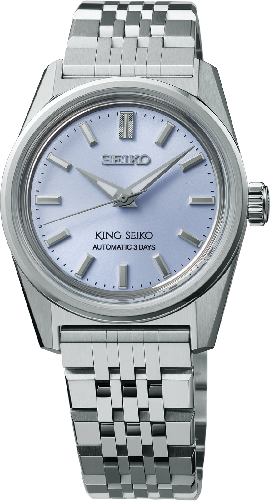Pre-owned Seiko King  36.1 Mm Blue Dial Stainless Steel Watch Spb457