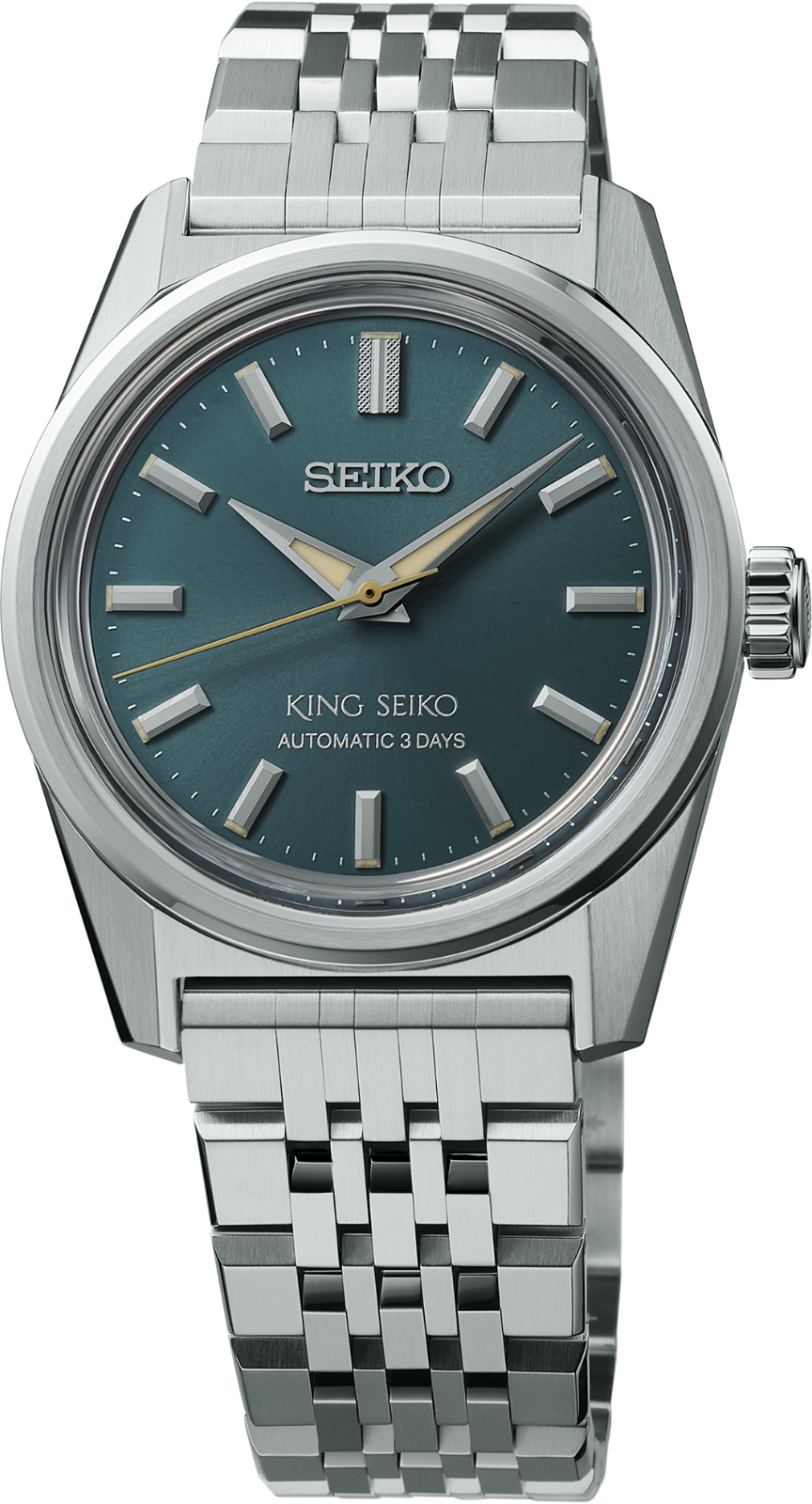 Pre-owned Seiko King  36.1 Mm Teal Dial Stainless Steel Watch Spb459