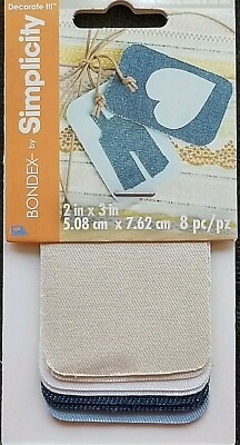 Bondex Simplicity iron on patches 8 pc pk. (8) 2 x 3'' DENIM