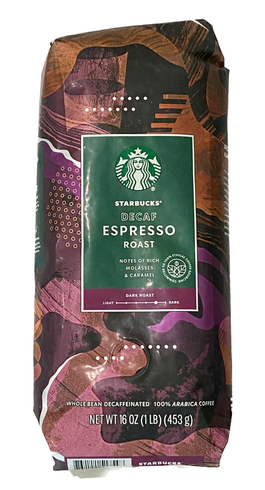 Starbucks Decaf Espresso Dark Roast Whole Bean Coffee  1lb /