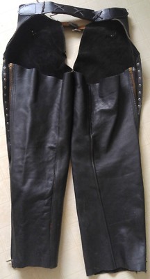 Vintage motorbike riding leather chaps - Talon zippers