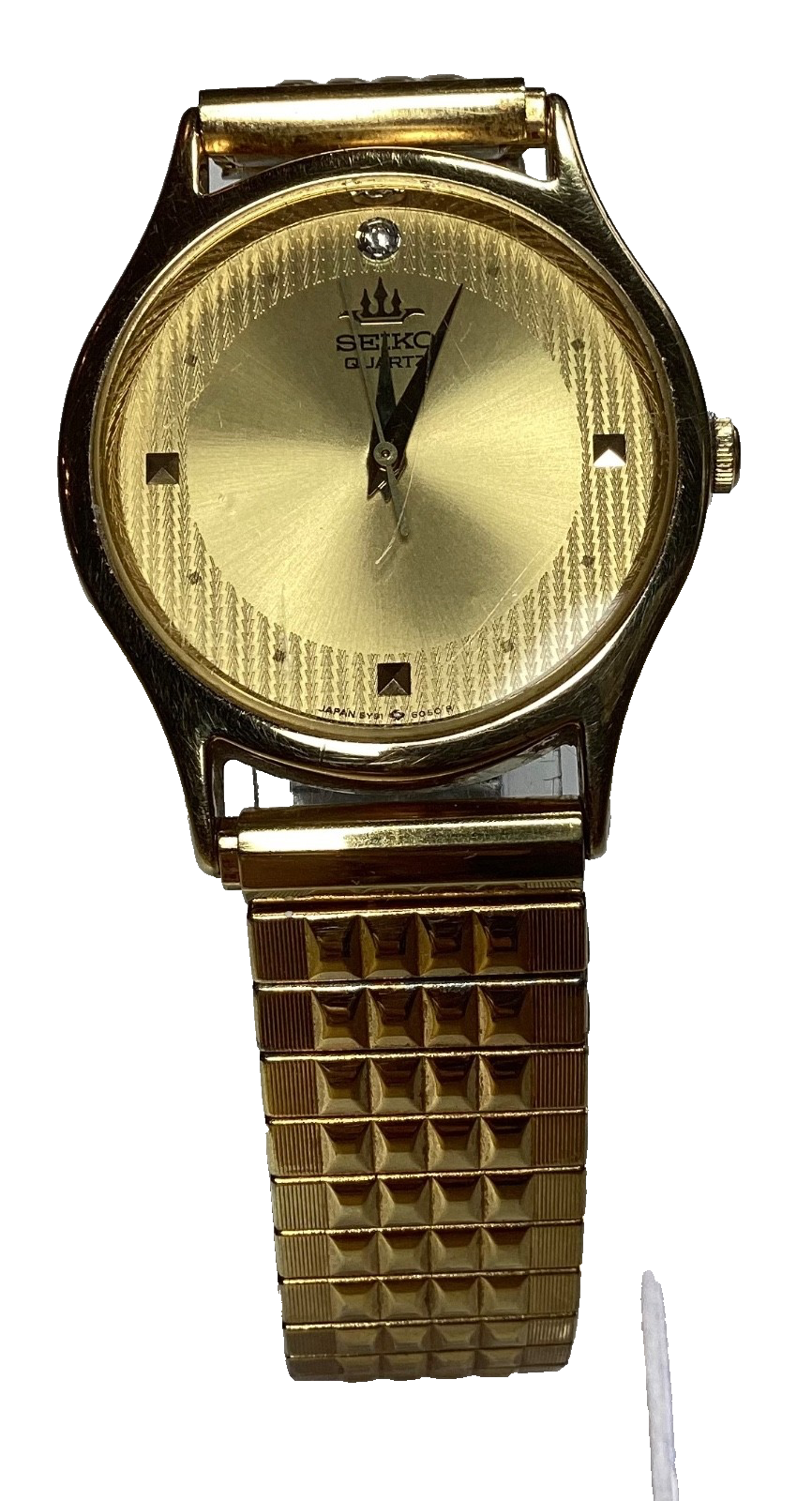 Seiko Vintage Unisex Watch 5Y91-6030 Gold Tone Stretch Band New