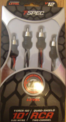 TSpec V12RCA-102 10' Shielded RCA Car Audio Wires Cables Interconnect