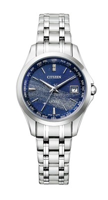 Pre-owned Citizen Exceed Ec1120-59m Milky Way Solor Radio Woman Analog Watch Titanium