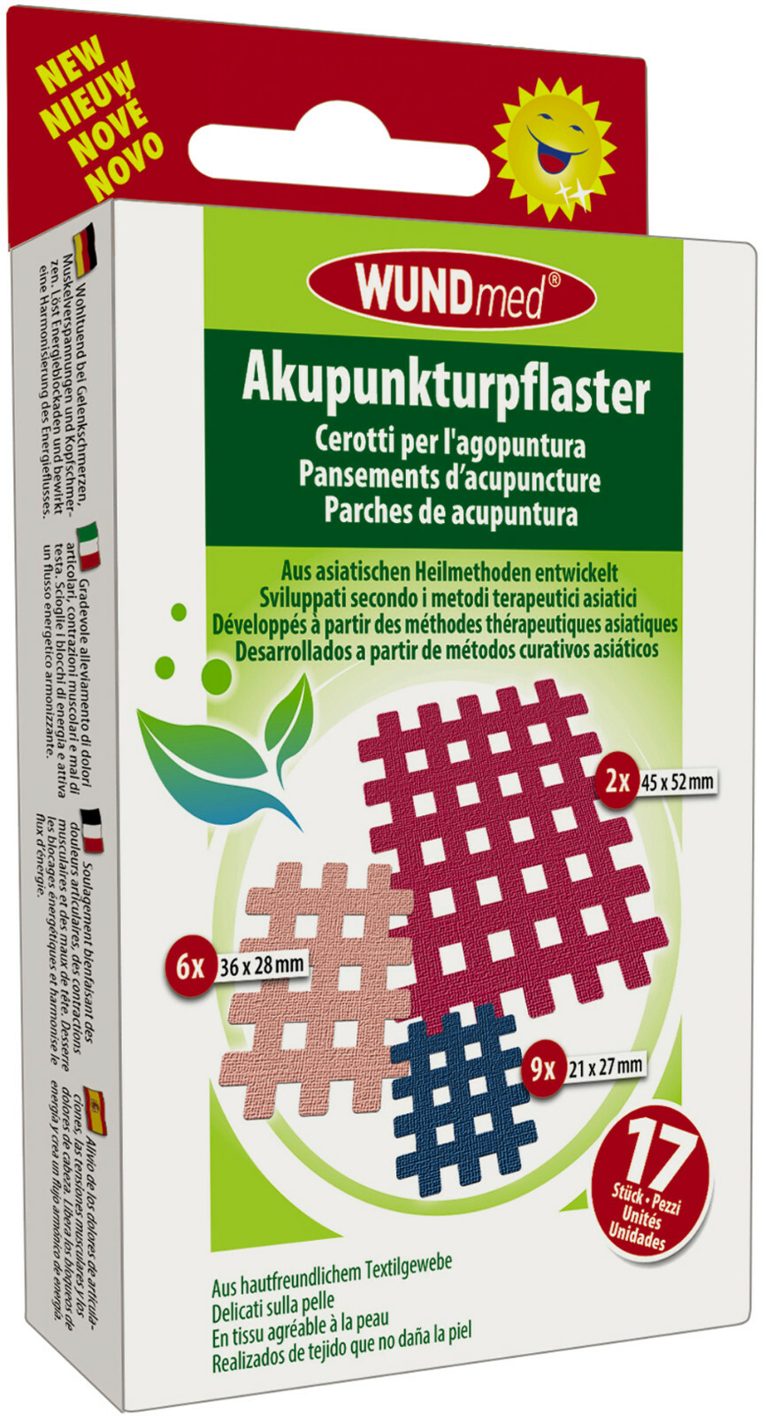  Pflaster Akupunktur Gitter Akupunkturpflaster Tape Gittertape 17 Stück 3 Größen