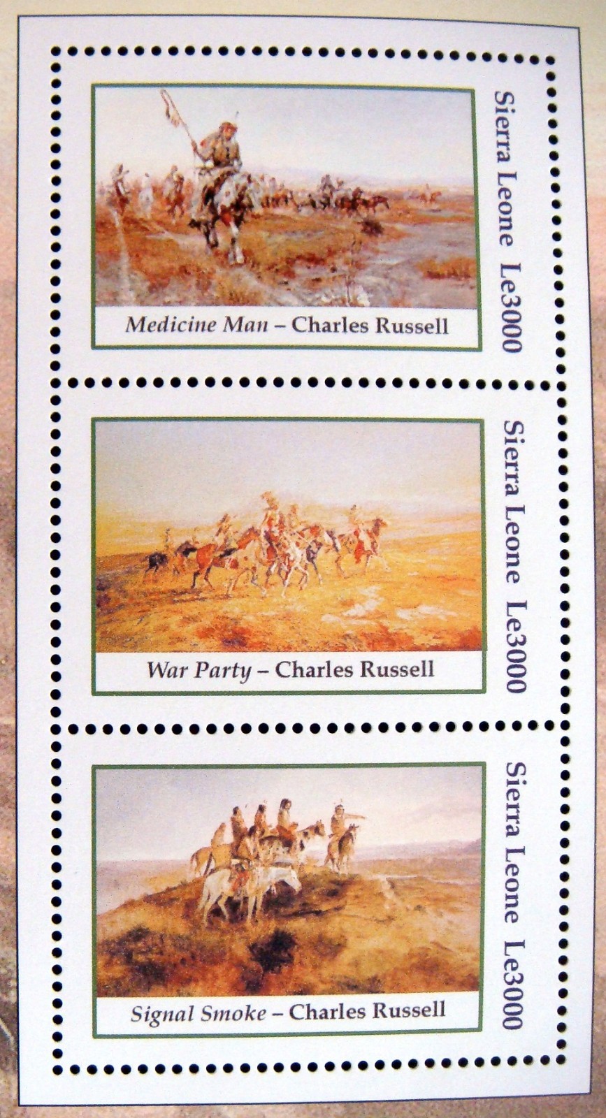 2004 MNH SIERRA LEONE PAINTINGS OF AMERICAN INDIANS STAMP SHEET ART MEDICINE MAN