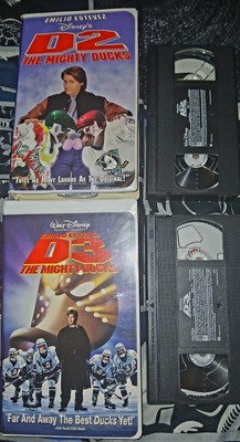 Vintage Clamshell VHS Disney D2 + D3 : The Mighty Ducks Lot Mint Condition