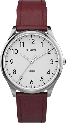 Timex Modern Easy Reader Unisex Burgundy Quartz Silver Dial Watch 32mm TW2T72200