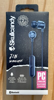 Skullcandy Jib Wireless Earphone Rechargeable In-Line Mic Model S2DUW Black NEW