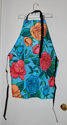 New Elite-Pro Adult Blue Floral Waterproof Apron 26 in W x 31 in L
