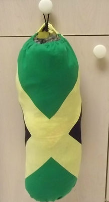 JAMAICAN FLAG 1OO% COTTON GARBAGE BAG HOLDER- HOLDS ANYTHING ELSE Approx 19''x19''