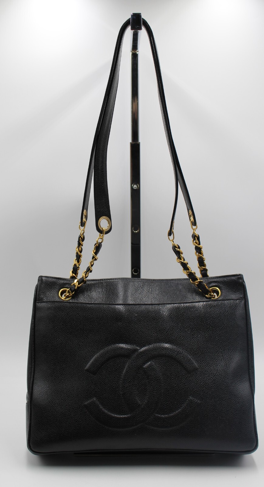 【CHANEL】Chanel Vintage Shopping Tote★シャネル【ランク:A】 with COA Auth Chanel Vintage 91-94 Large CC Shopper Tote