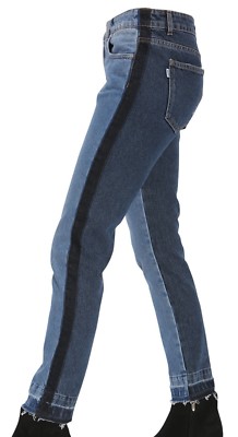 MSGM Milano Women's Denim Two Tone Straight Leg Jeans, Blue, Size 48