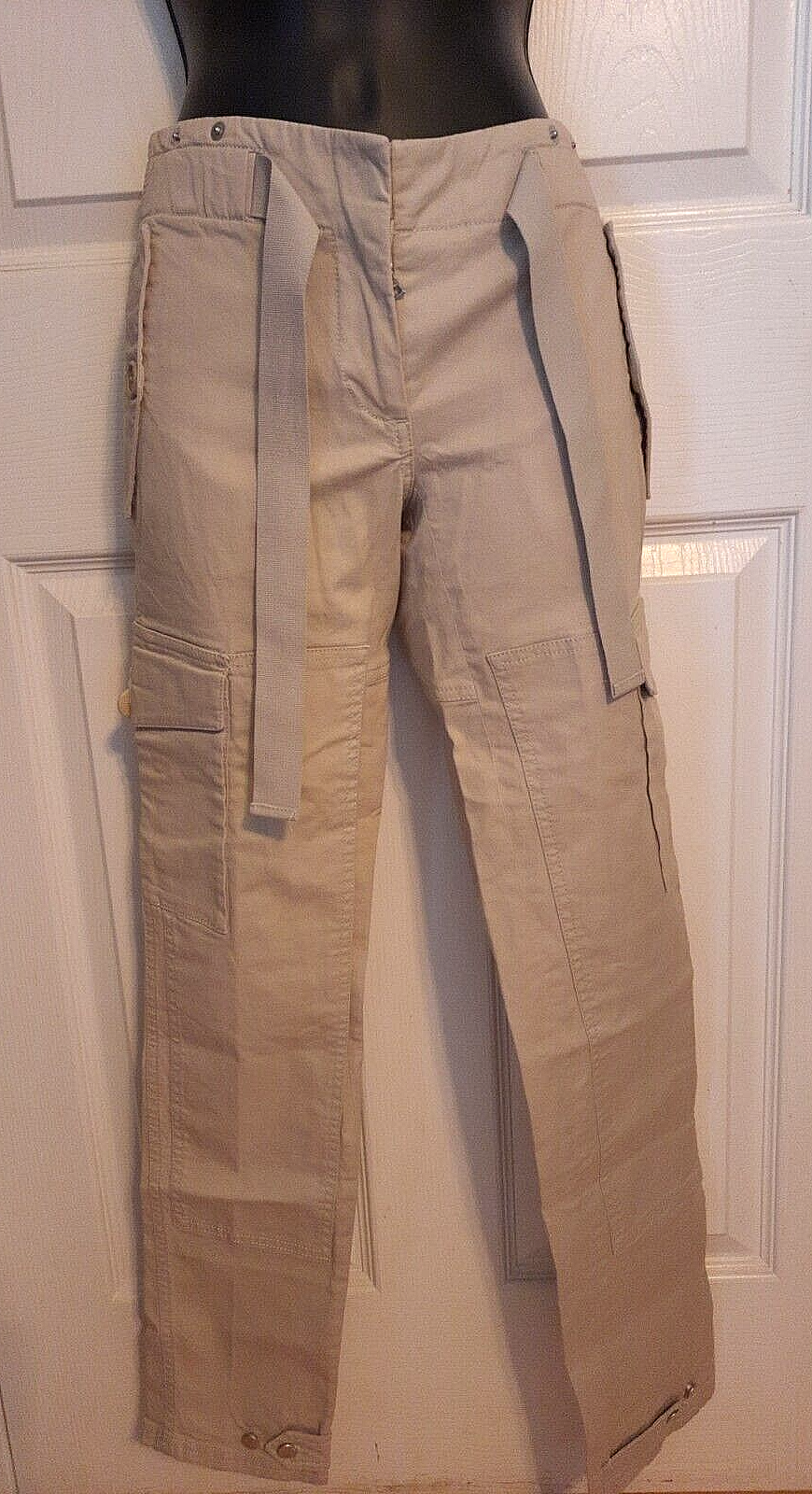 Prada Sport 00 Women's Cargo Pants Sand/Khaki Low Rise Slim