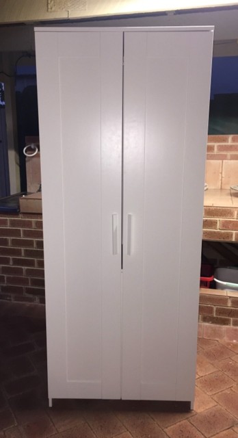 Large White Wooden Wardrobe Unit