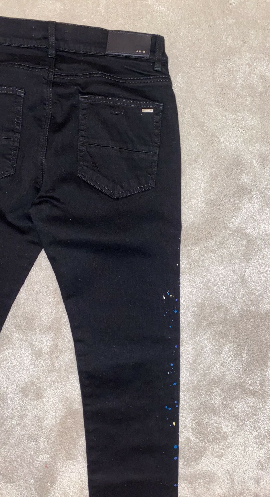 Pre-owned Amiri Black Crystal Painter Jeans