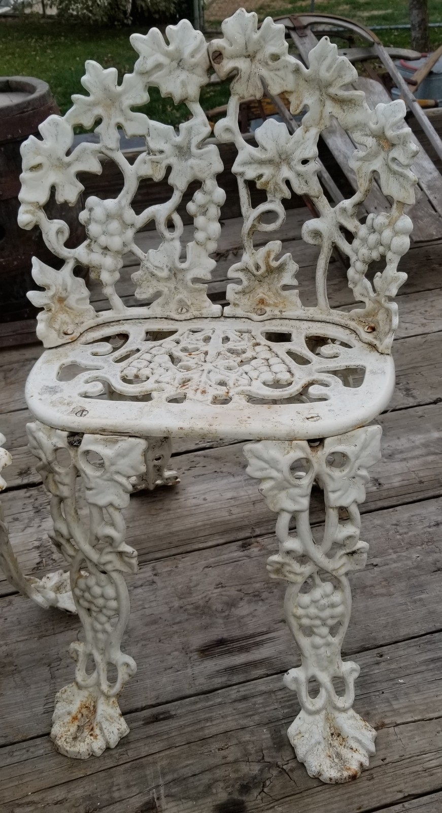 Antique Victorian Heavy Cast Iron 3 Piece Matching Garden Patio Set