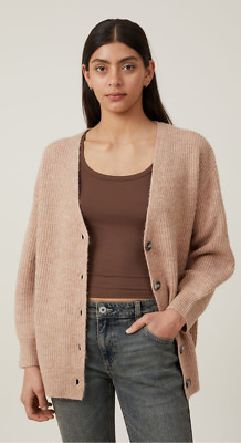 Cotton:On Women's Everything Boxy Cardigan Button Classic Chestnut Marie Tan XS