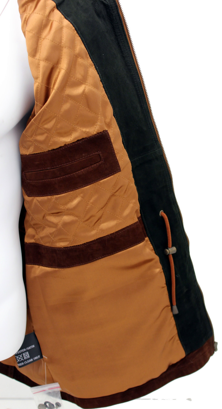Pre-owned Infinity Men's Rust Tan Cow Hide Nubuck Suede Parka Jacket