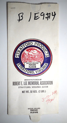 Vintage Paper Sack Bag - STRATFORD PRODUCTS, ROBERT E.LEE MEMORIAL ASSO. FLOUR