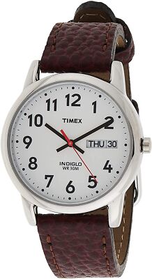 Timex Men's Easy Reader 35mm Day-Date Watch   Silver-Tone Case White Dial wit...