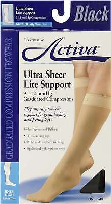 Activa UltraSheer Lite Support Knee High 9-12mmHg (Black) Size A