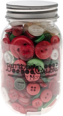 Buttons Galore Button Mason Jars-Christmas