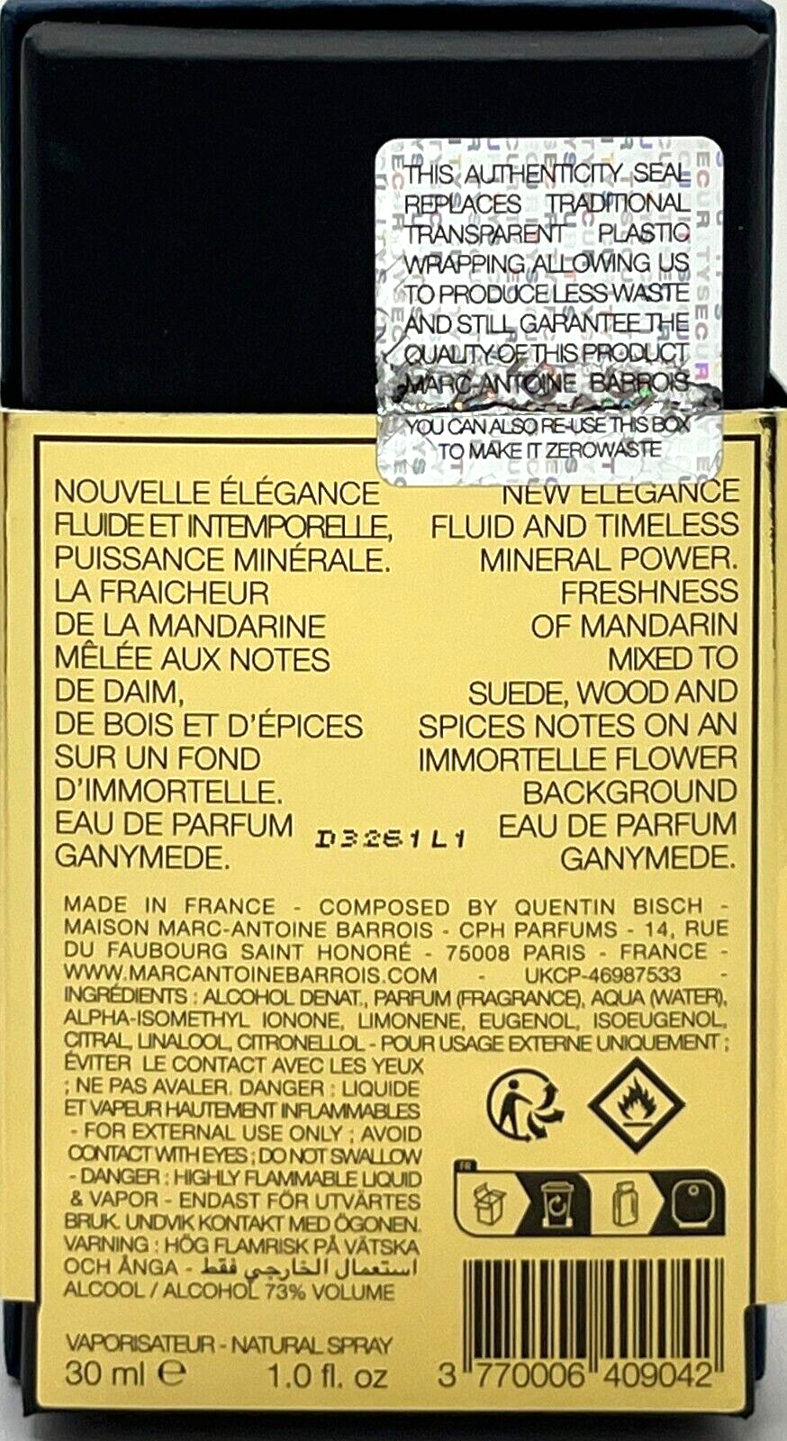 MARC-ANTOINE BARROIS GANYMEDE EAU DE PARFUM SPRAY UNISEX 1.0 Oz / 30 ml NEW!!!