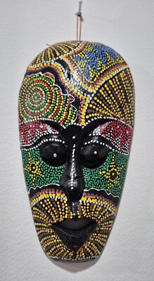 FACE MASK HAND CARVED WOOD COLORED