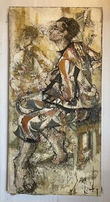 Alex GRIG École Russe De Paris Portrait Arlequin Musicien  Tableau Ancien Huile