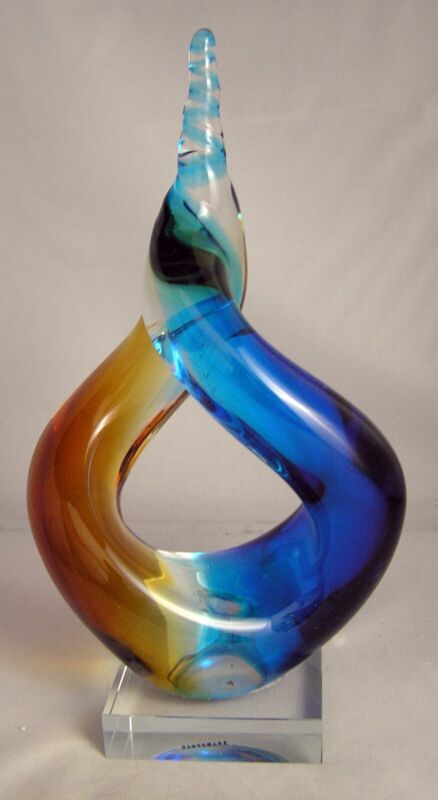 MURANO Free Form Art Glass Hand Blown Twist Sculpture 