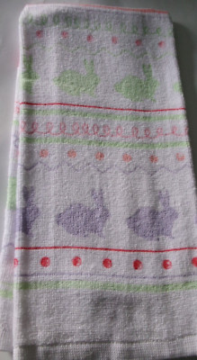 FULL UNCUT EASTER BUNNIES Print Cotton Kitchen Towel  