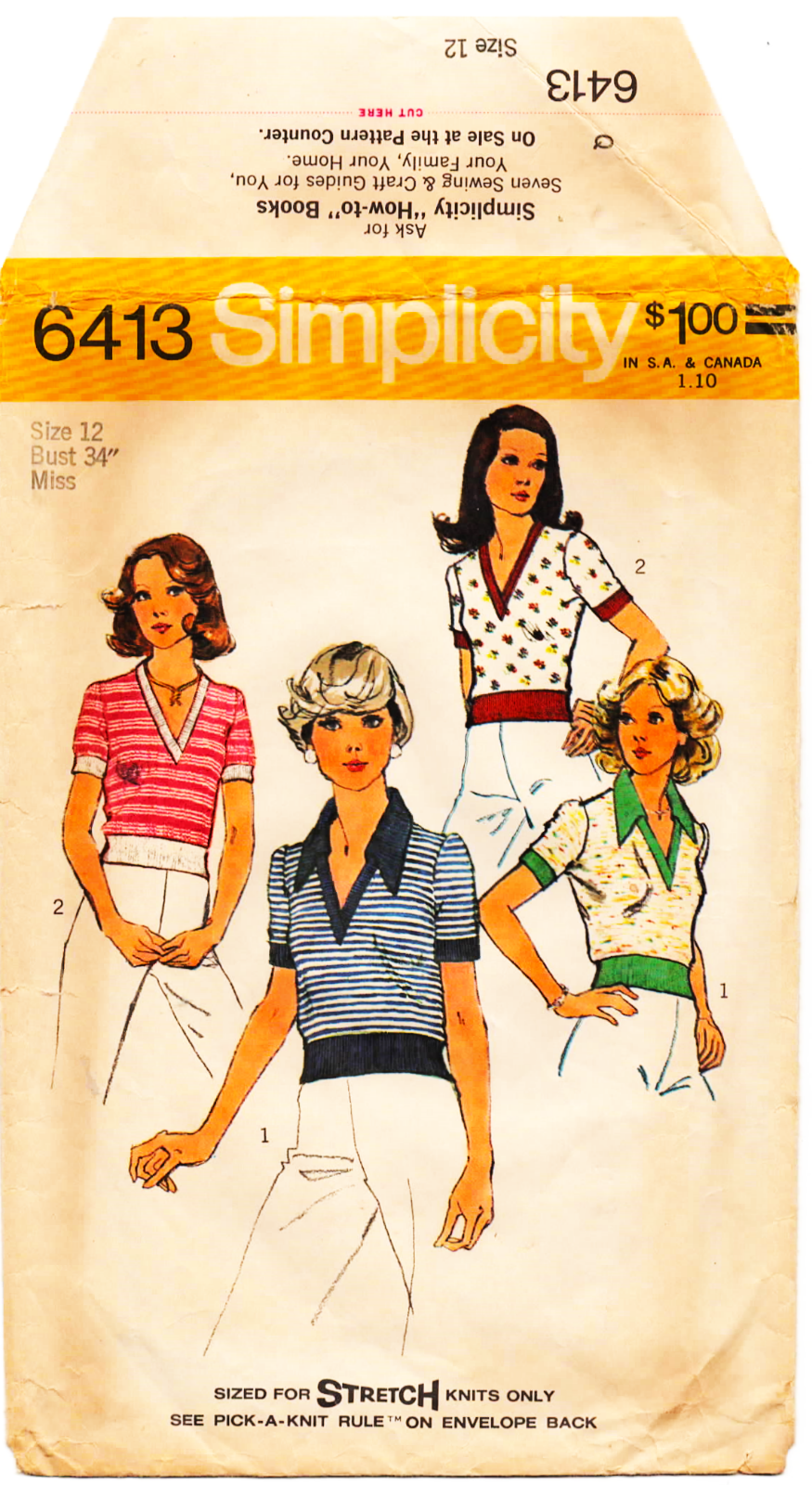 トップス vintage fringe design over size cut sew Vintage 1974! Simplicity 6413 Misses' Tops (size 12, bust 34