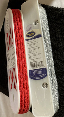 Simplicity Wrights Cable Sewing Trim Silver Twist Red Braid NIP Full Bolts