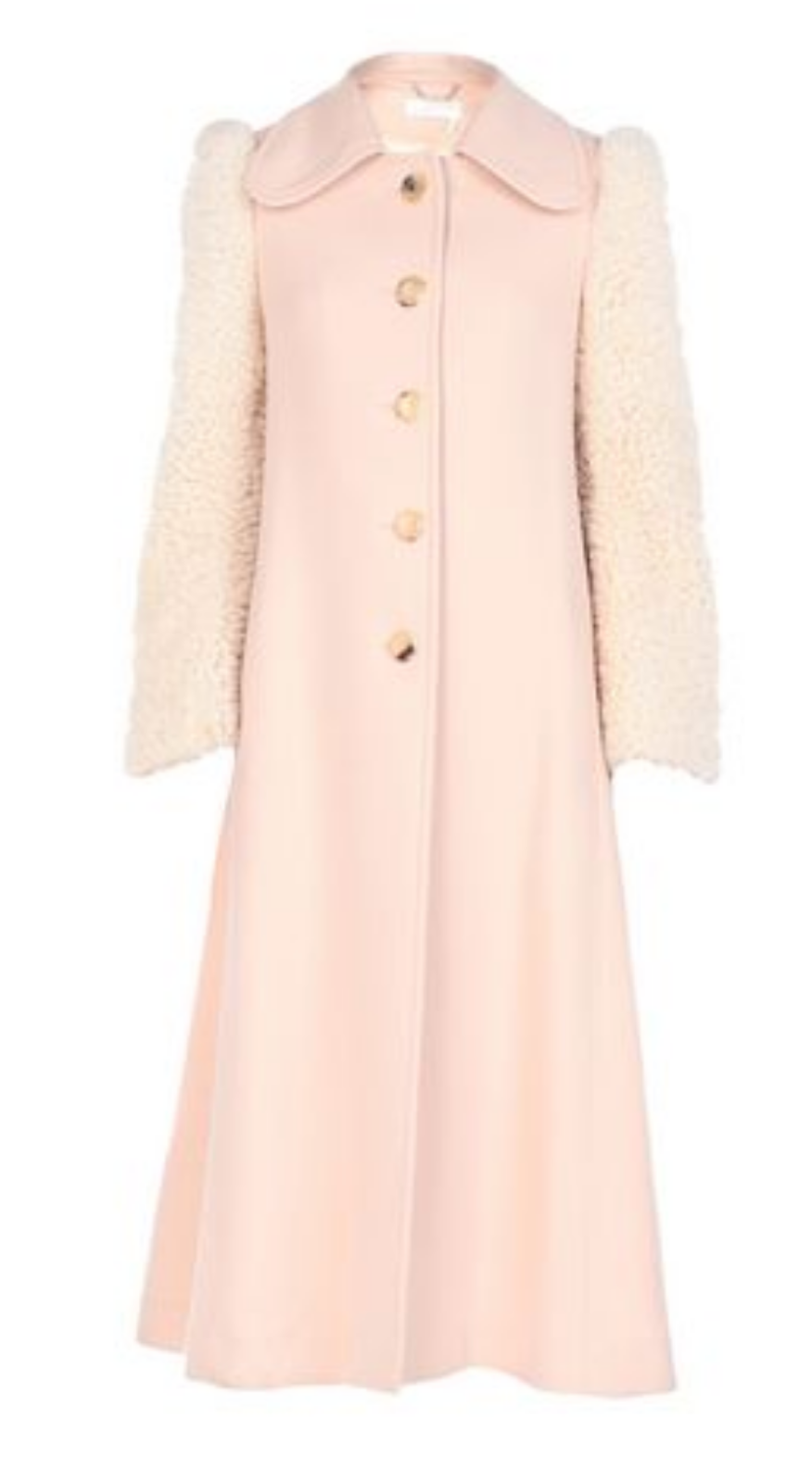 Pre-owned Chloé Women's Pink Lambskin Shearling Long Coat Jacket Parka 34