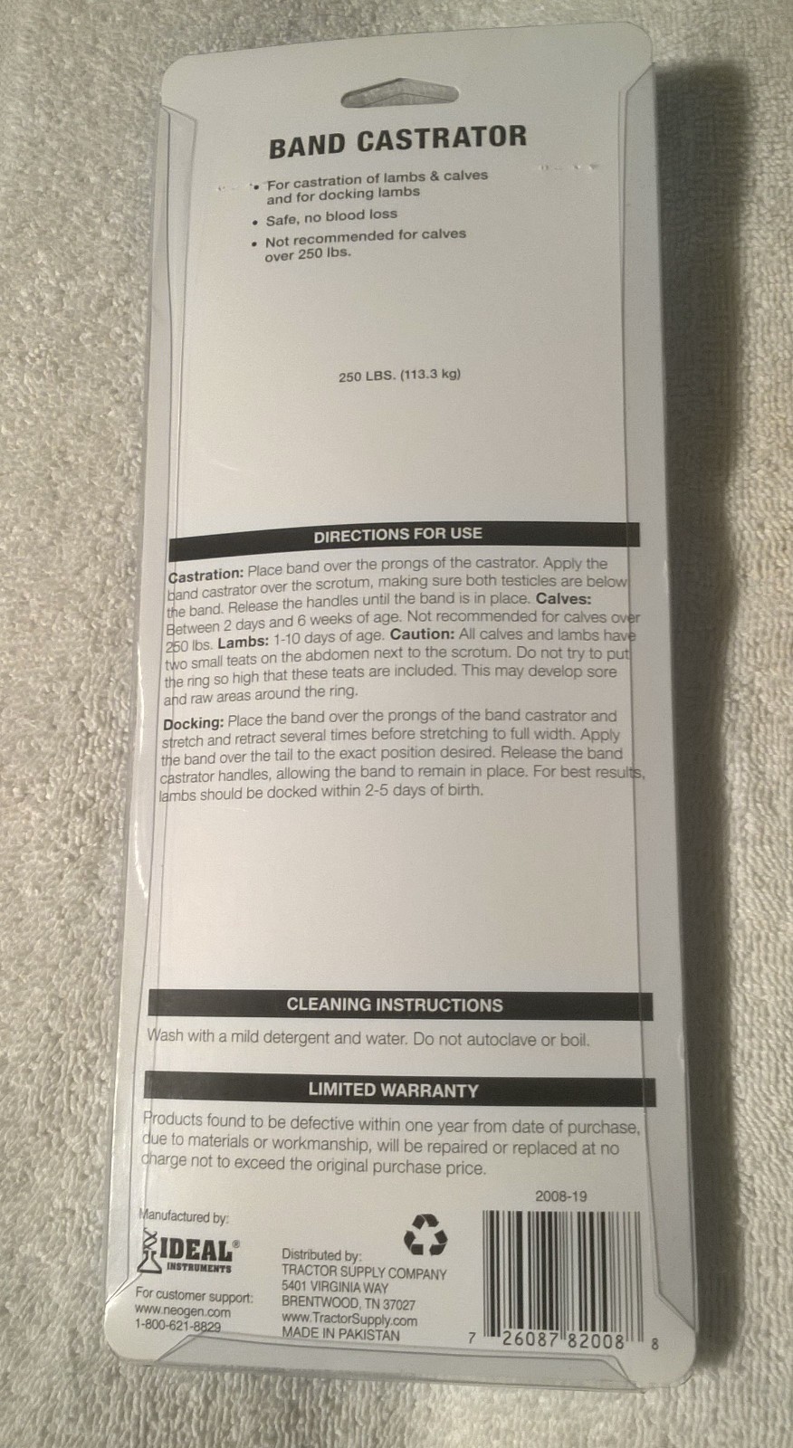 Elastrator Tool Castrator Plier Castrate Dock Tail for Sheep Goats Cattle Neogen