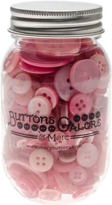 Buttons Galore Button Mason Jars-Pink Grapefruit