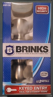 Brinks 2107-119 Keyed Entry Exterior Doorknob, Satin Nickel - New In Box