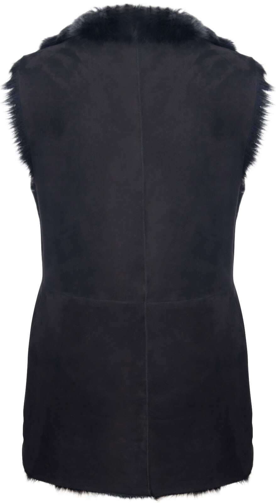 Pre-owned Infinity Women's Chic Black Toscana Shearling Sheepskin Buttoned Gilet
