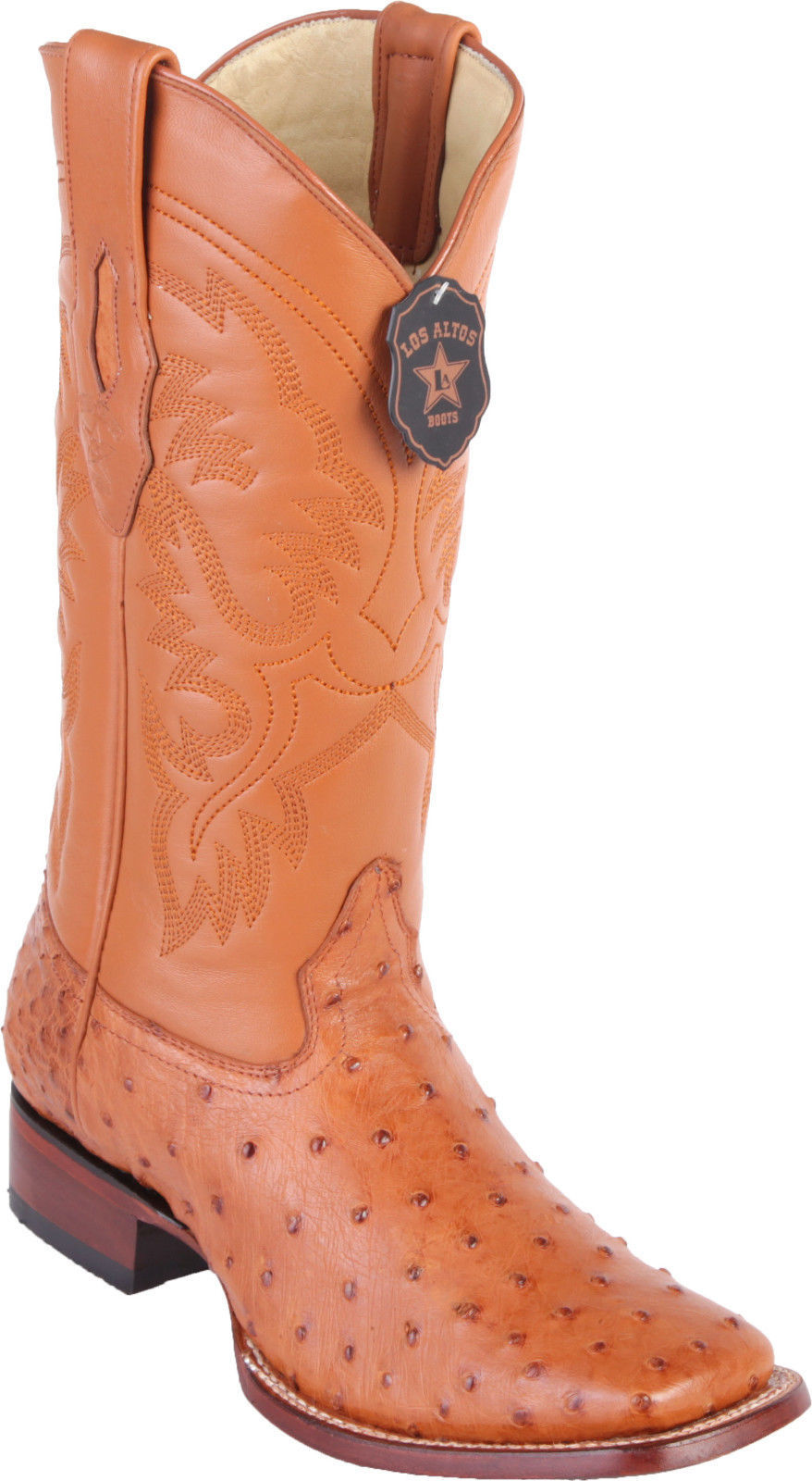 Pre-owned Los Altos Boots Los Altos Genuine Honey Ostrich Square Toe Western Cowboy Boot D In Yellow