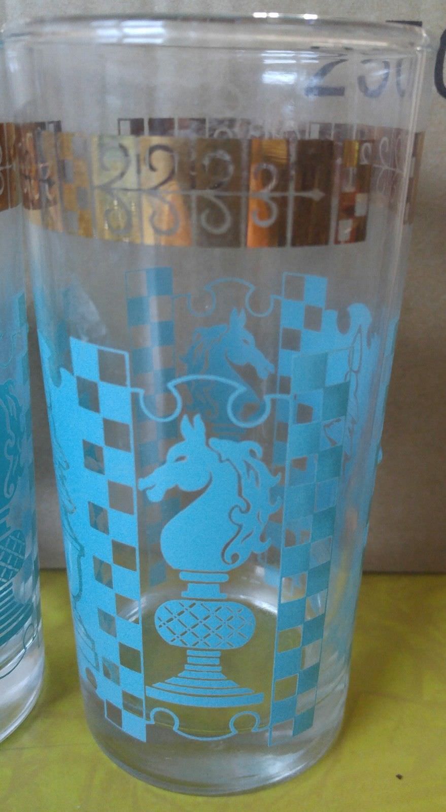 8 Very rare chess men drinking glasses knight and bishop