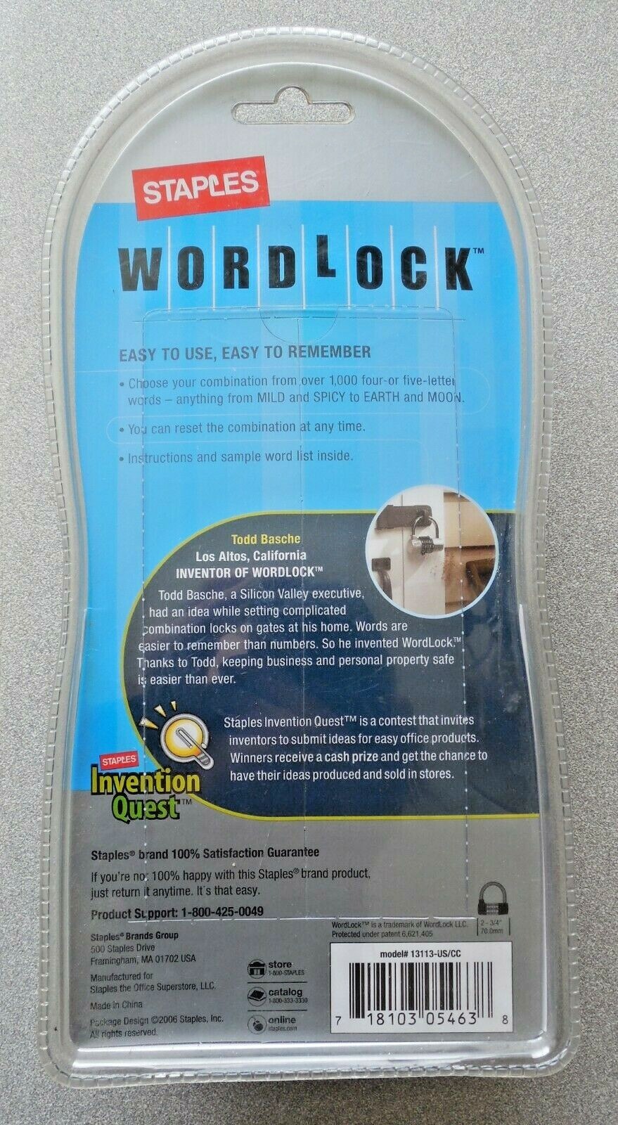 BRAND-NEW STAPLES SILVER WORDLOCK COMBINATION LOCK FOR BIKES, LOCKERS AND MORE!