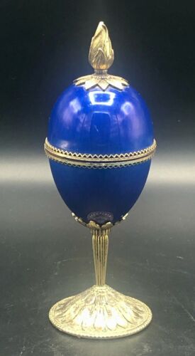 Vintage Evans Cobalt Blue Enamel Russian Egg Table Lighter