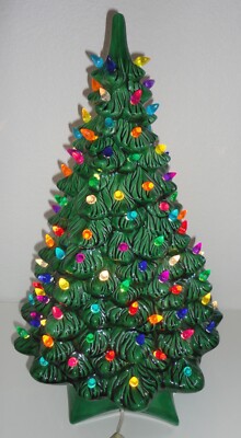 Vintage Holland Mold 20'' Tall 2 Pc. Ceramic Lighted Christmas Tree w/ 135 Bulbs