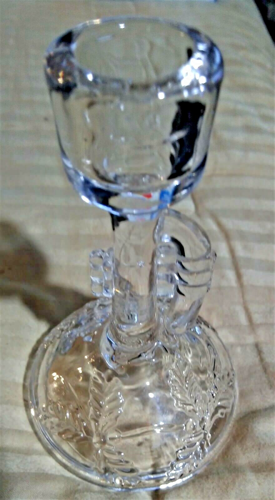 MUSICAL TRUMPET SHAPE HORN CLEAR GLASS 2 CANDLE HOLDERS Candleholders